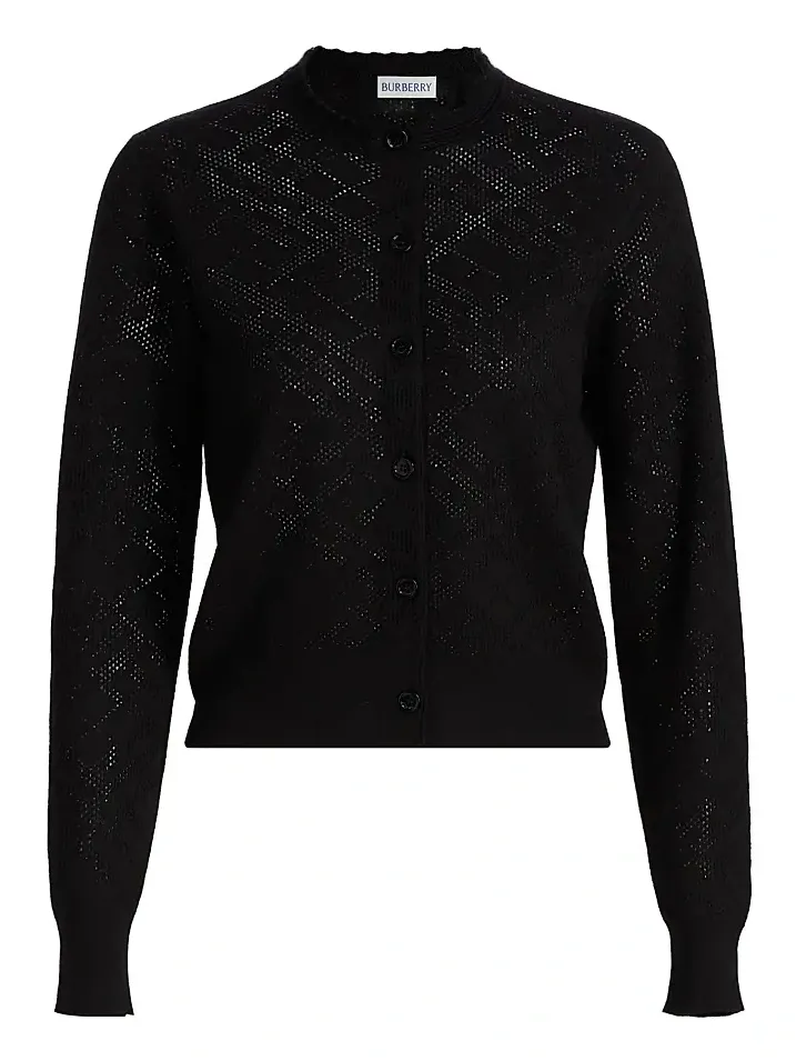 Burberry Women's Pandora Check-Knit Wool-Silk Cardigan