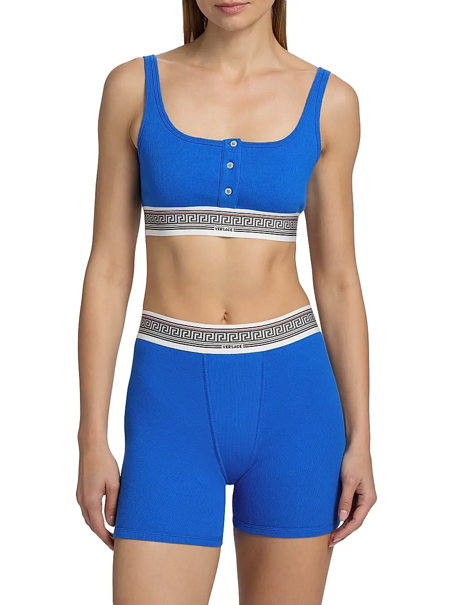 Versace Women's Ribbed Greca Bralette | Thumbnail 3 Versace Women's Ribbed Greca Bralette | Thumbnail 3