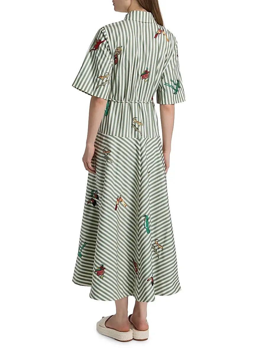 ALÉMAIS Women's Bisou Embroidered Striped Cotton Poplin Midi-Shirtdress | Thumbnail 5 ALÉMAIS Women's Bisou Embroidered Striped Cotton Poplin Midi-Shirtdress | Thumbnail 5