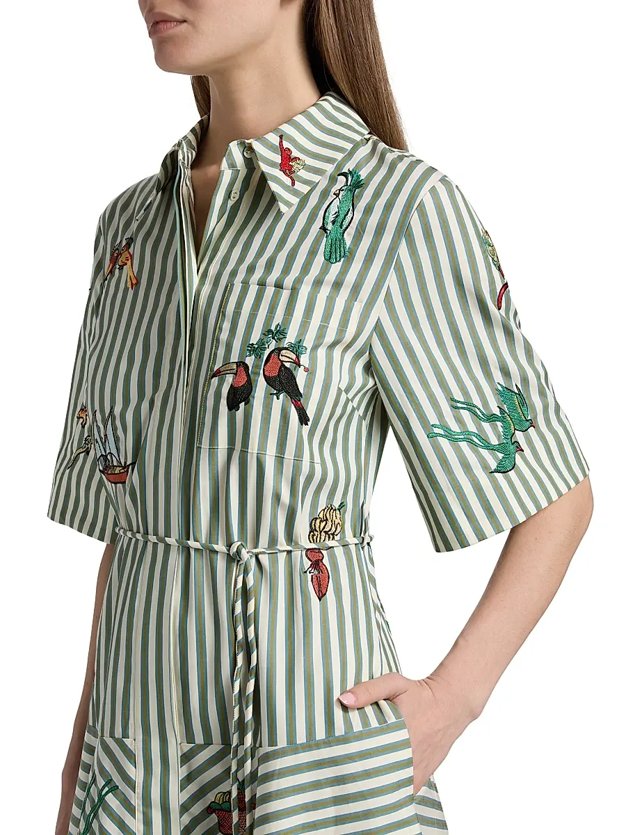 ALÉMAIS Women's Bisou Embroidered Striped Cotton Poplin Midi-Shirtdress | Thumbnail 6 ALÉMAIS Women's Bisou Embroidered Striped Cotton Poplin Midi-Shirtdress | Thumbnail 6