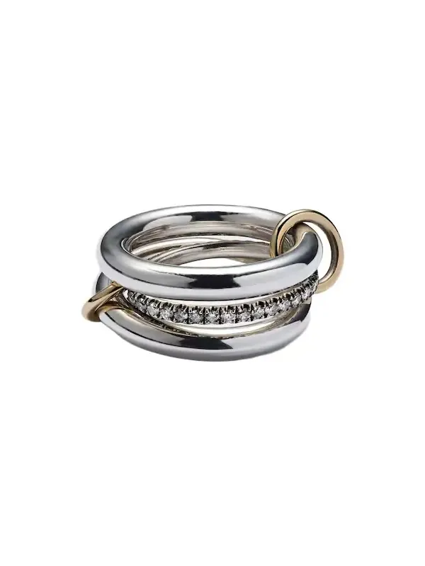 Libra Noir sterling silver and 18kt gold rings with diamonds Libra Noir sterling silver and 18kt gold rings with diamonds