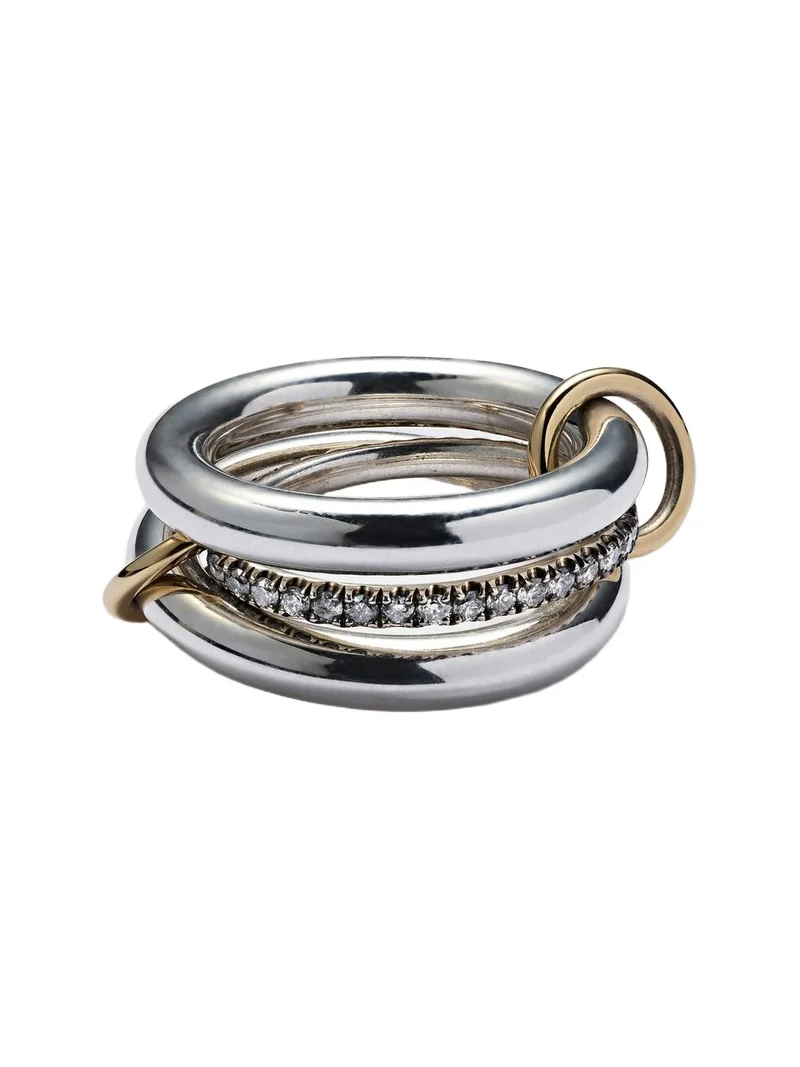 Libra Noir sterling silver and 18kt gold rings with diamonds Libra Noir sterling silver and 18kt gold rings with diamonds