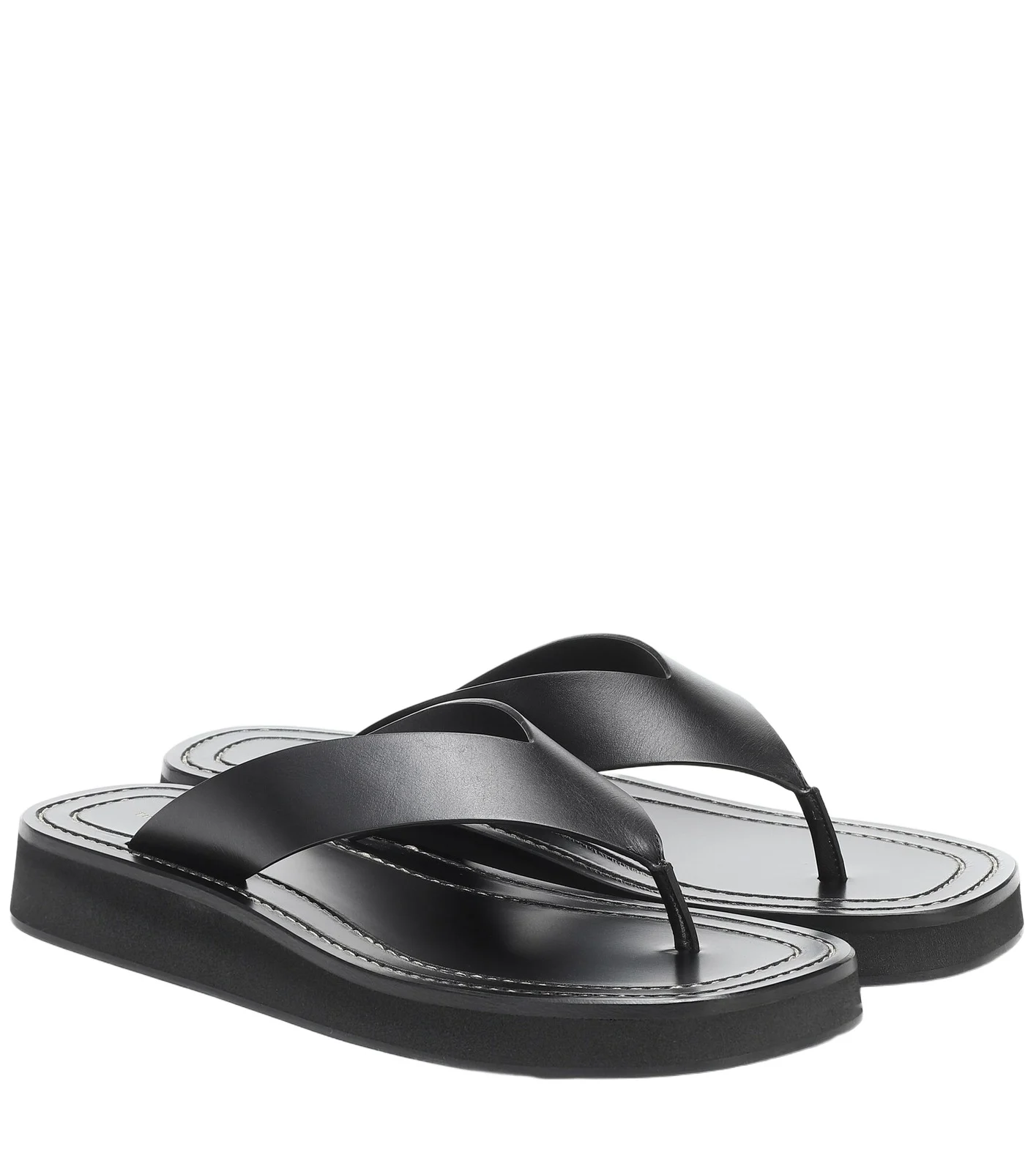 Ginza leather platform slides