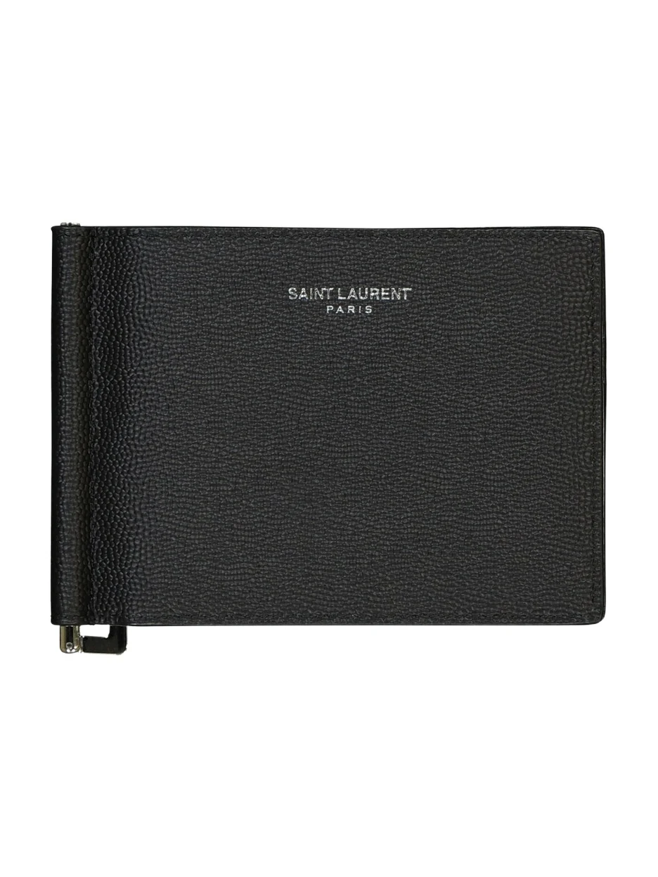Grain leather wallet with money clip Grain leather wallet with money clip