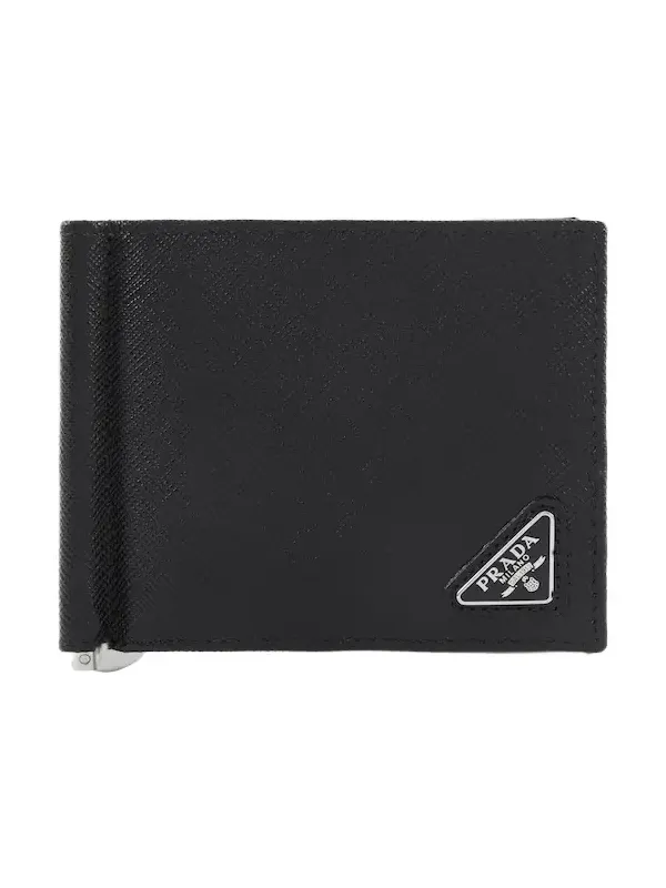 Prada Saffiano metal money clip wallet