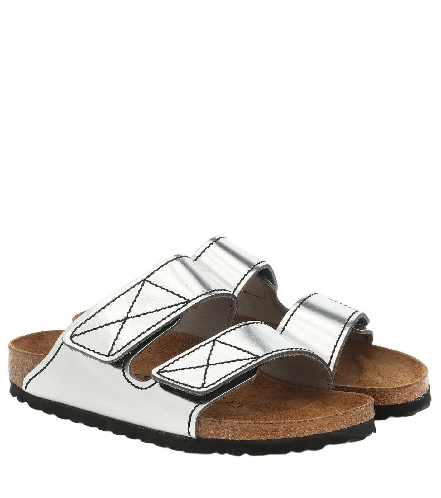 x Birkenstock metallic leather slides