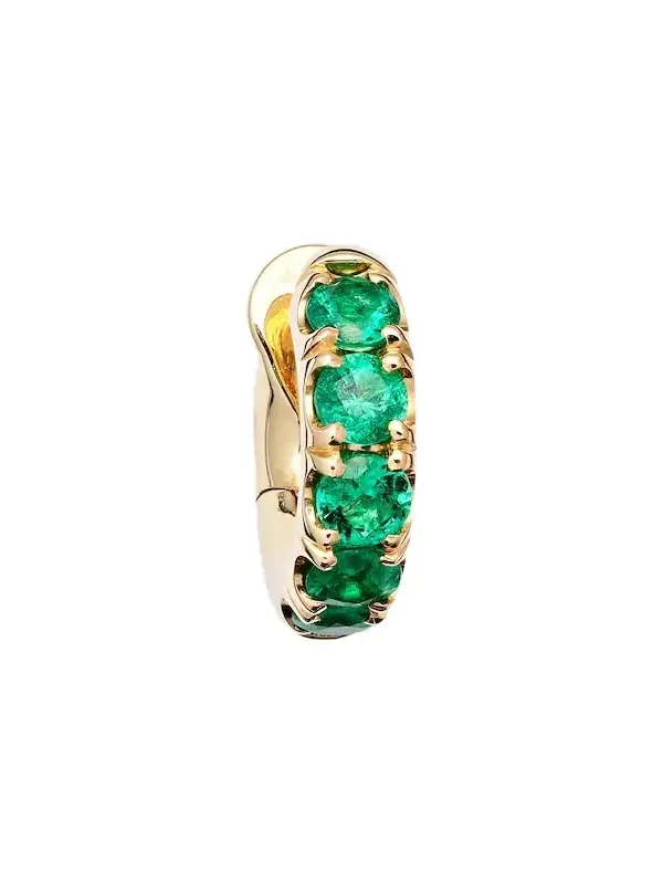 Mini Macro Hoop 18kt gold and emerald single earring Mini Macro Hoop 18kt gold and emerald single earring