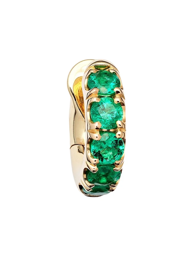 Mini Macro Hoop 18kt gold and emerald single earring
