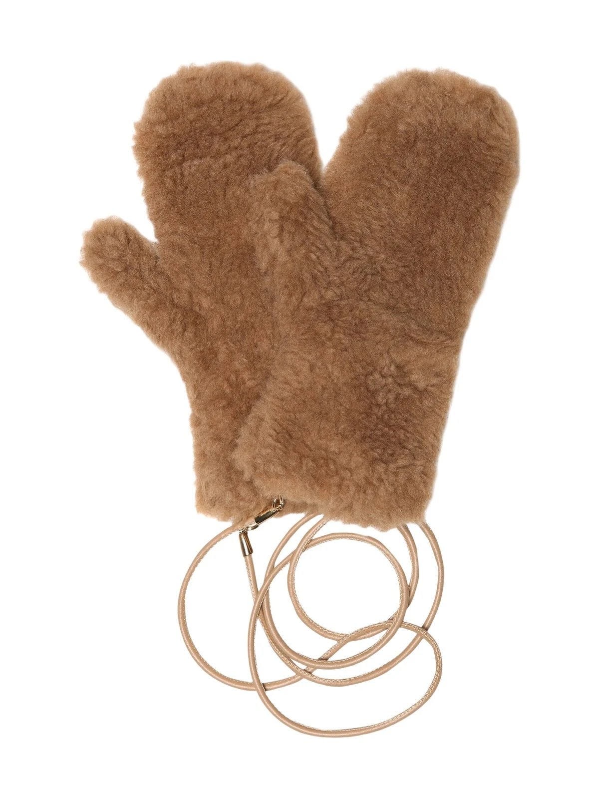 Ombrato camel hair and silk mittens