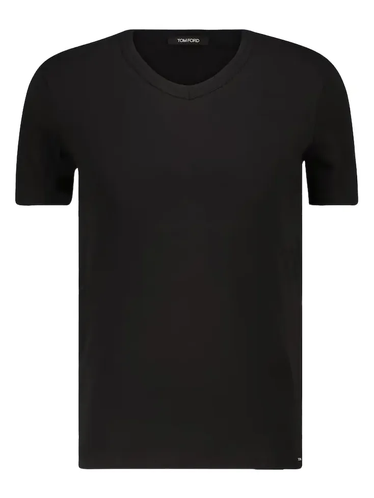 Stretch-cotton V-neck T-shirt