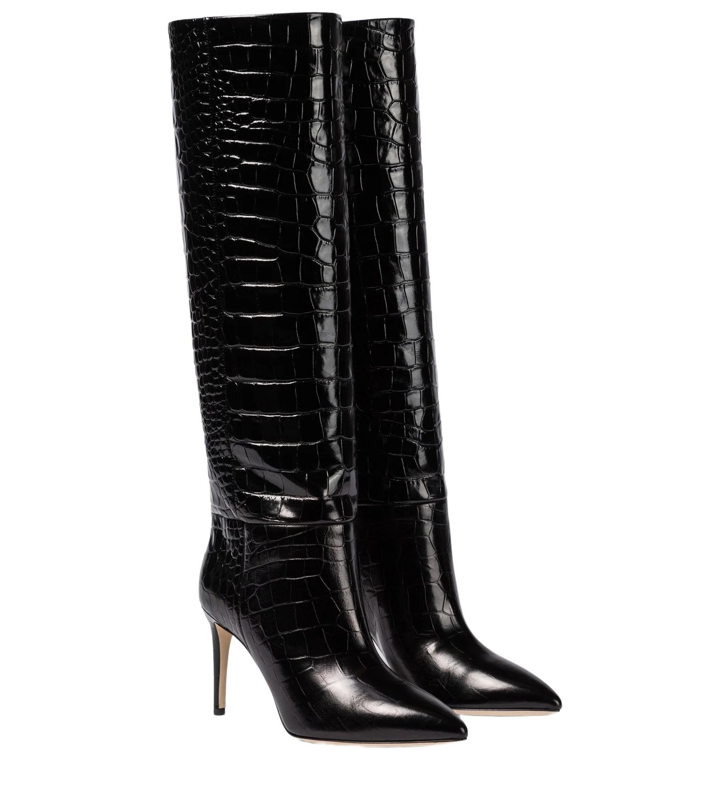 Croc-effect leather knee-high boots Croc-effect leather knee-high boots