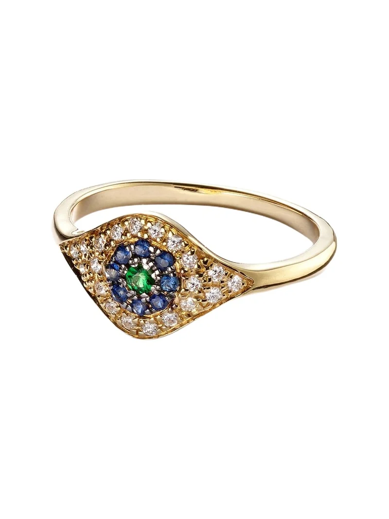 Cats Eye 18kt gold ring with diamonds, sapphires and tsavorite Cats Eye 18kt gold ring with diamonds, sapphires and tsavorite