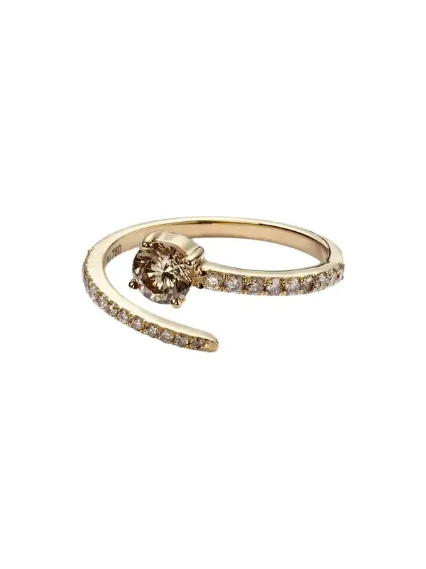 Grass Seed 18kt yellow gold ring with diamonds
