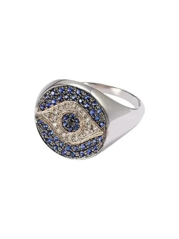 Dawn Chevalier 18kt gold ring with diamonds and sapphires
