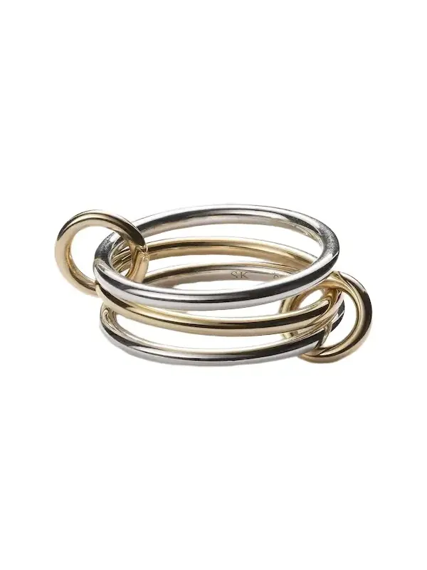 Solarium 18kt yellow gold and sterling silver linked rings