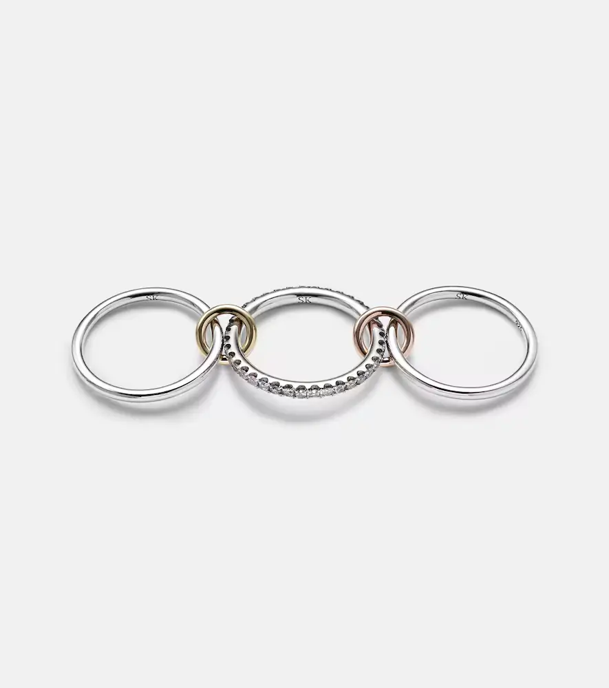 Spinelli Kilcollin Tigris MX Gris sterling silver ring with diamonds and yellow and rose gold connectors | Thumbnail 2 Spinelli Kilcollin Tigris MX Gris sterling silver ring with diamonds and yellow and rose gold connectors | Thumbnail 2