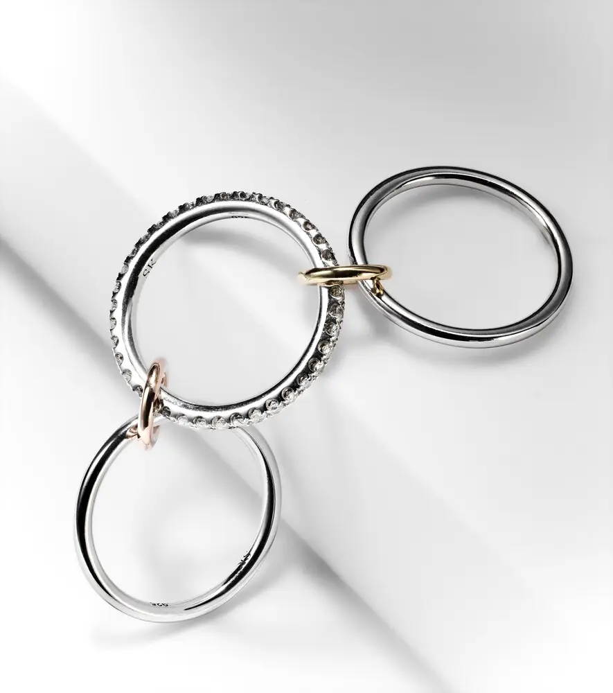 Spinelli Kilcollin Tigris MX Gris sterling silver ring with diamonds and yellow and rose gold connectors | Thumbnail 5 Spinelli Kilcollin Tigris MX Gris sterling silver ring with diamonds and yellow and rose gold connectors | Thumbnail 5