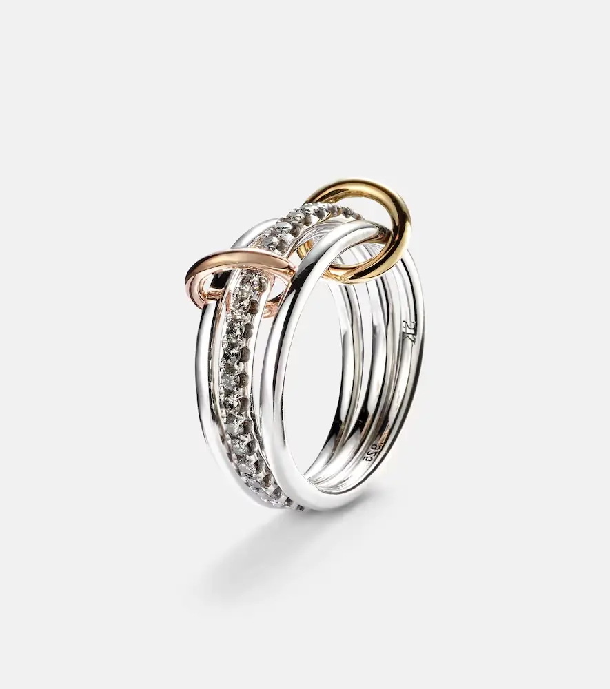 Spinelli Kilcollin Tigris MX Gris sterling silver ring with diamonds and yellow and rose gold connectors | Thumbnail 6 Spinelli Kilcollin Tigris MX Gris sterling silver ring with diamonds and yellow and rose gold connectors | Thumbnail 6