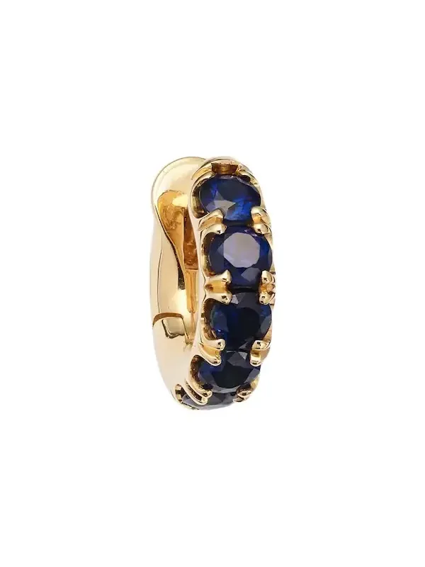 Mini Macro Hoop 18kt yellow gold single earring with sapphires Mini Macro Hoop 18kt yellow gold single earring with sapphires