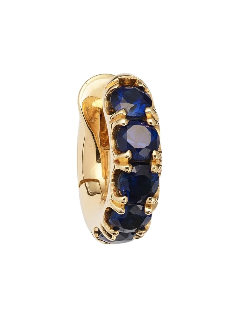 Mini Macro Hoop 18kt yellow gold single earring with sapphires