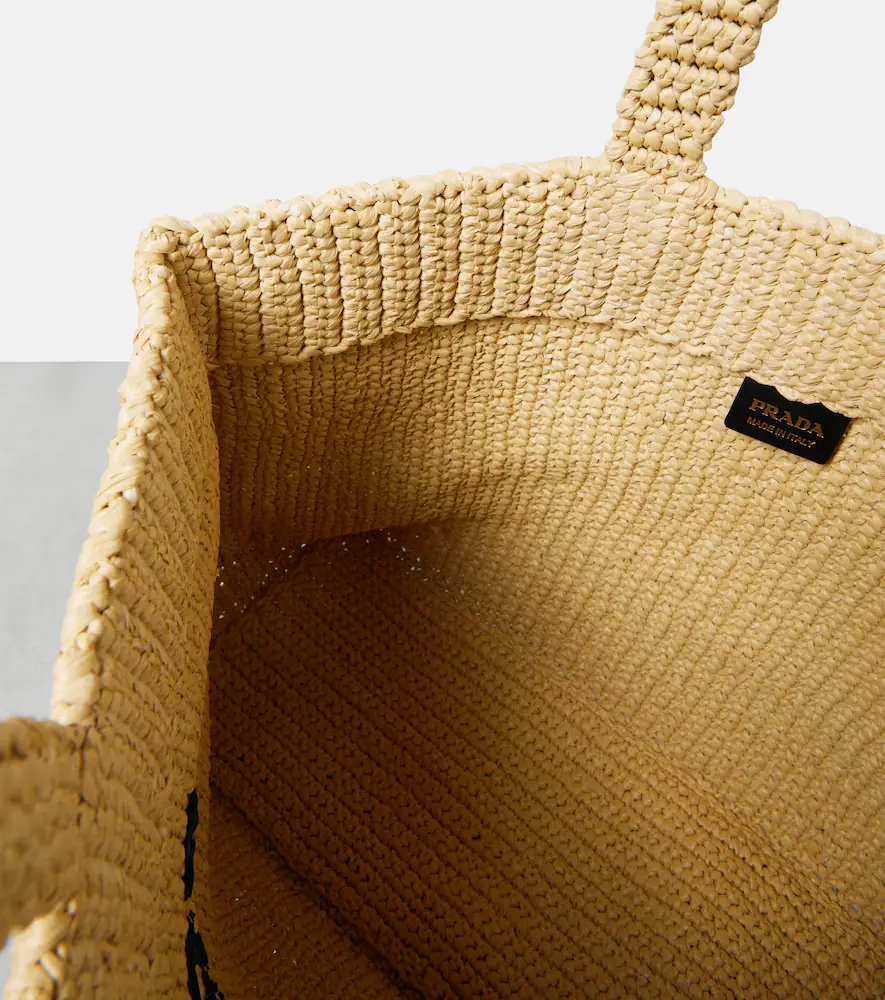 Prada Medium logo raffia tote | Thumbnail 3