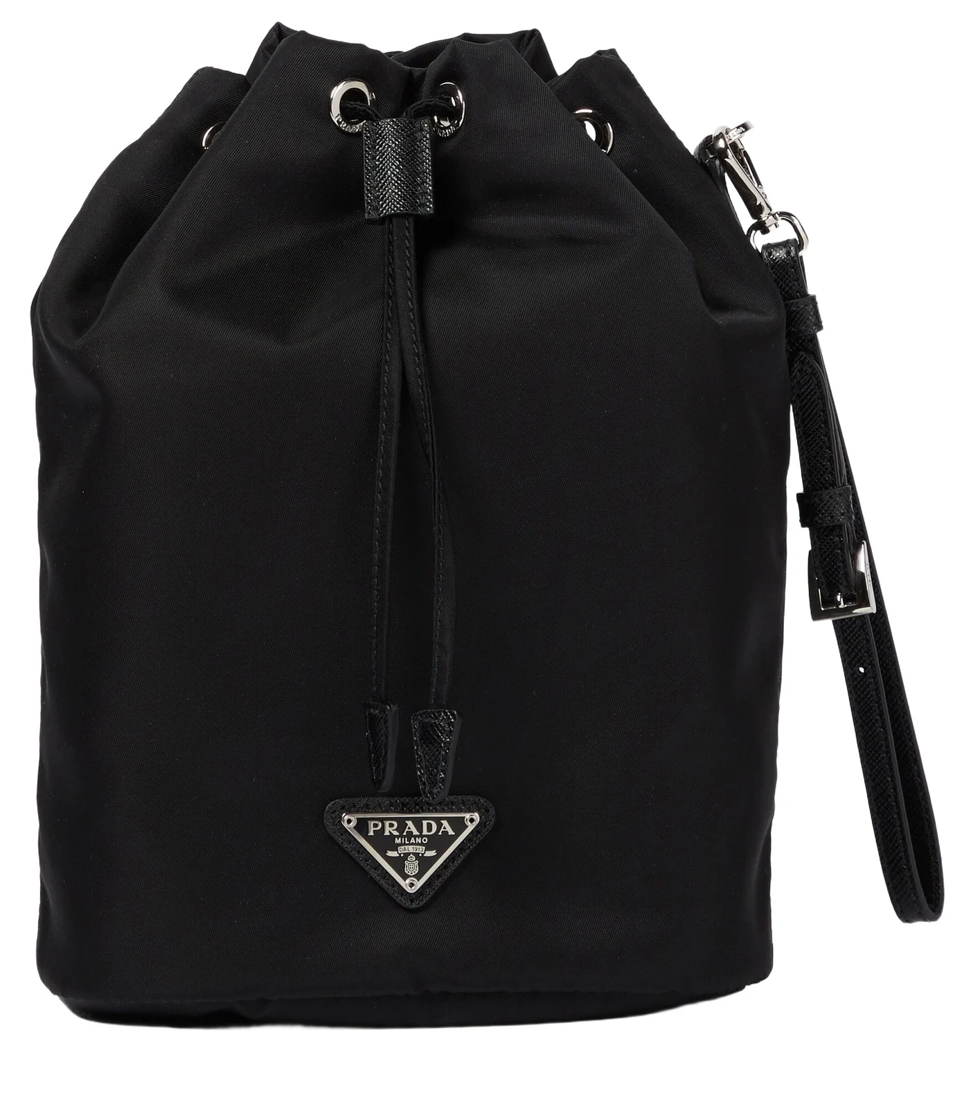 Prada Re-Nylon leather-trimmed bucket bag
