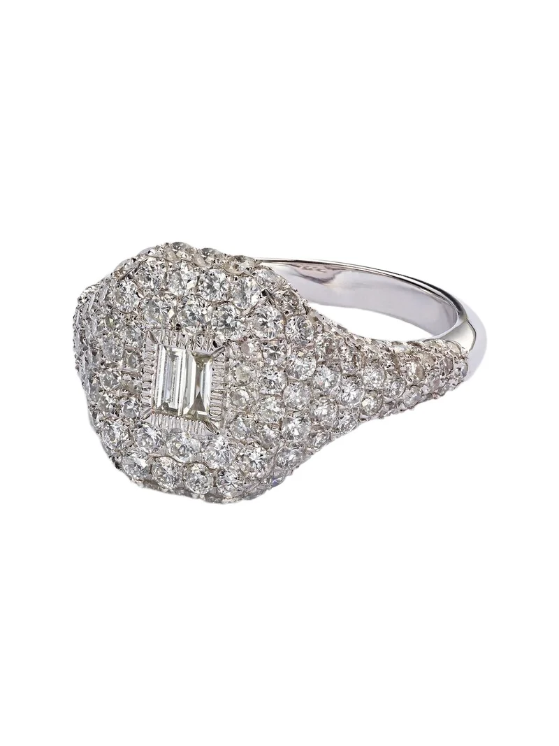 Pavé 18kt white gold pinky ring with diamonds Pavé 18kt white gold pinky ring with diamonds