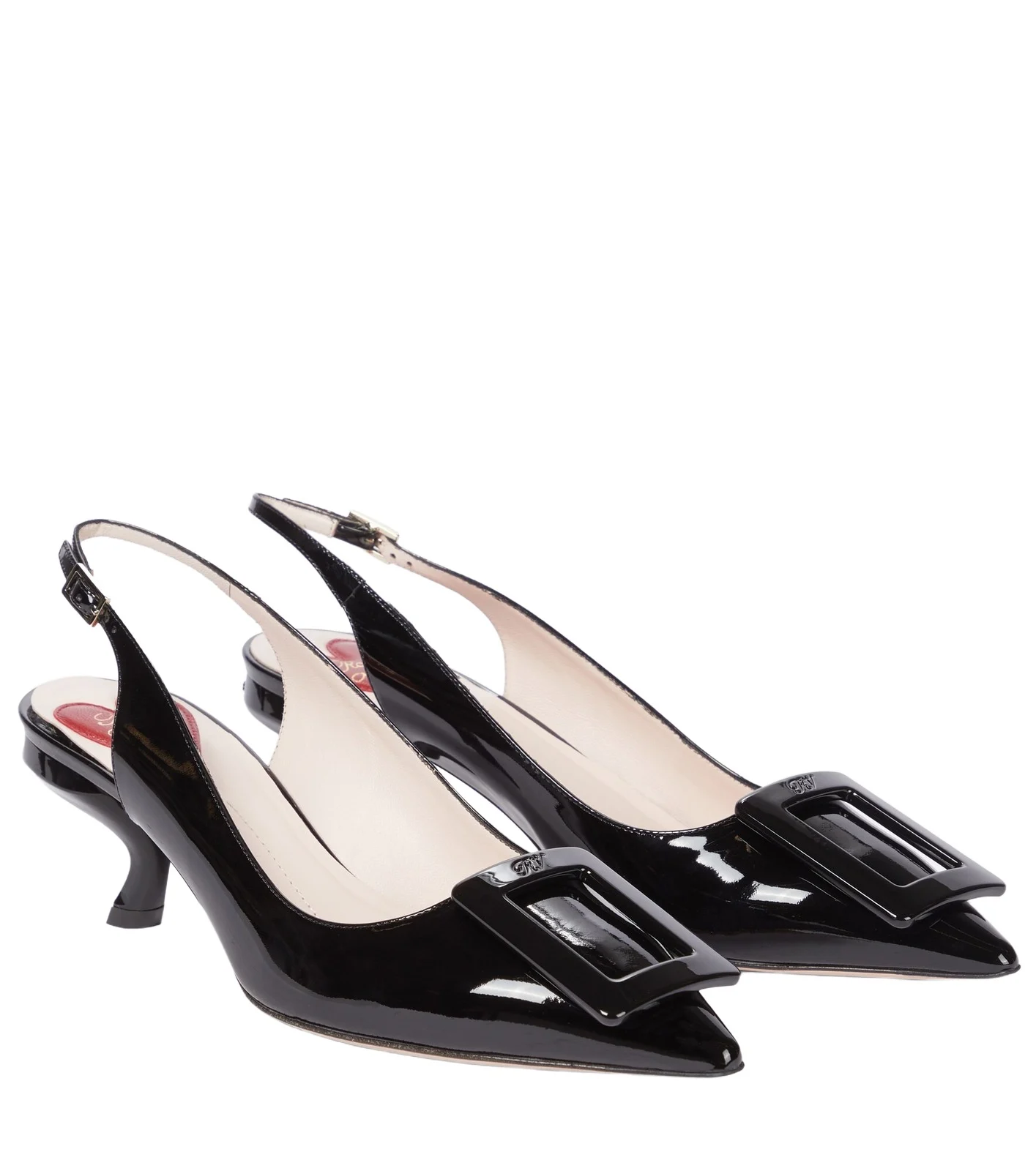 Virgule leather slingback pumps