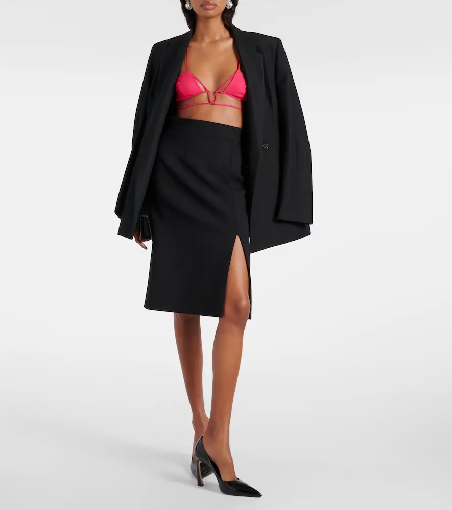 Nensi Dojaka Tie-trimmed gabardine bra | Thumbnail 2 Nensi Dojaka Tie-trimmed gabardine bra | Thumbnail 2