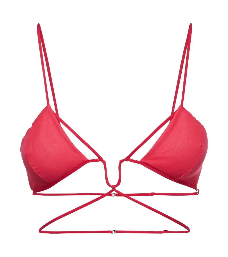 Nensi Dojaka Tie-trimmed gabardine bra