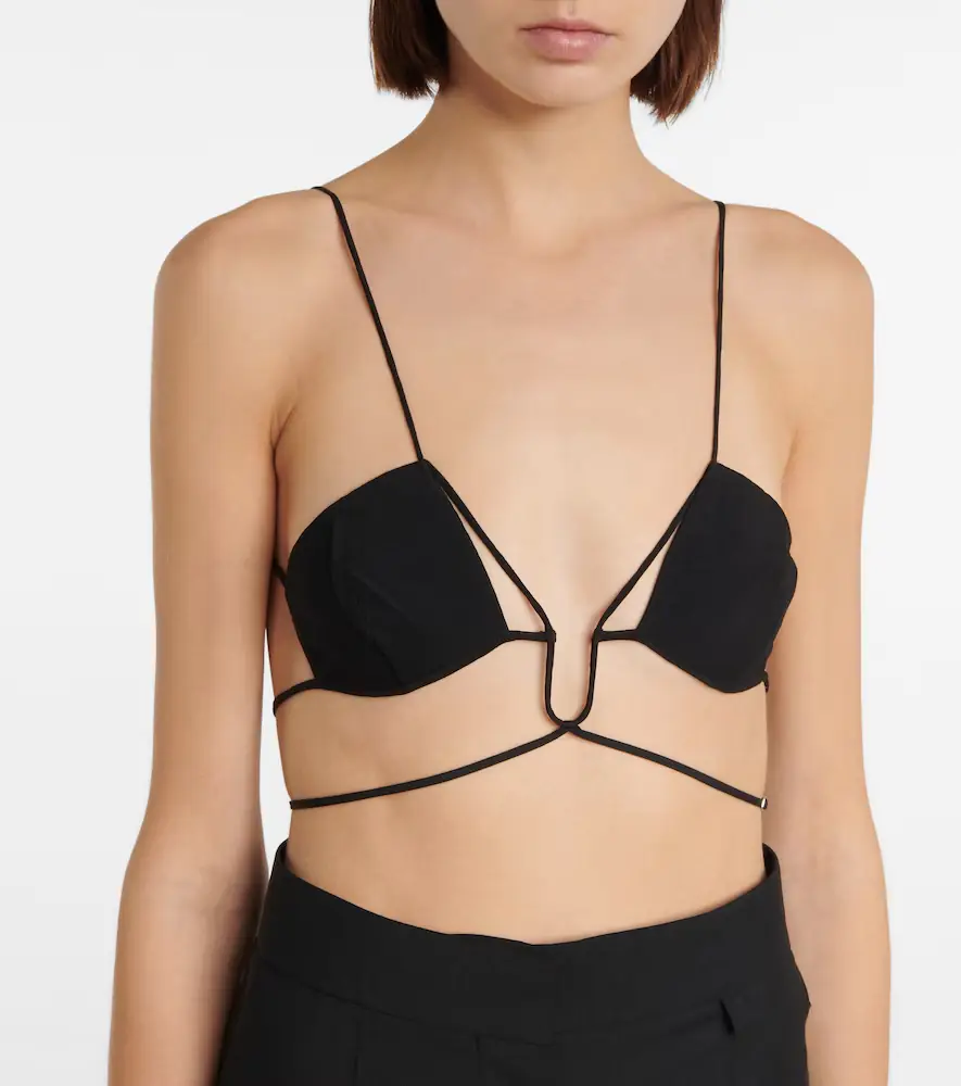 Nensi Dojaka Tie-trimmed gabardine bra | Thumbnail 2 Nensi Dojaka Tie-trimmed gabardine bra | Thumbnail 2