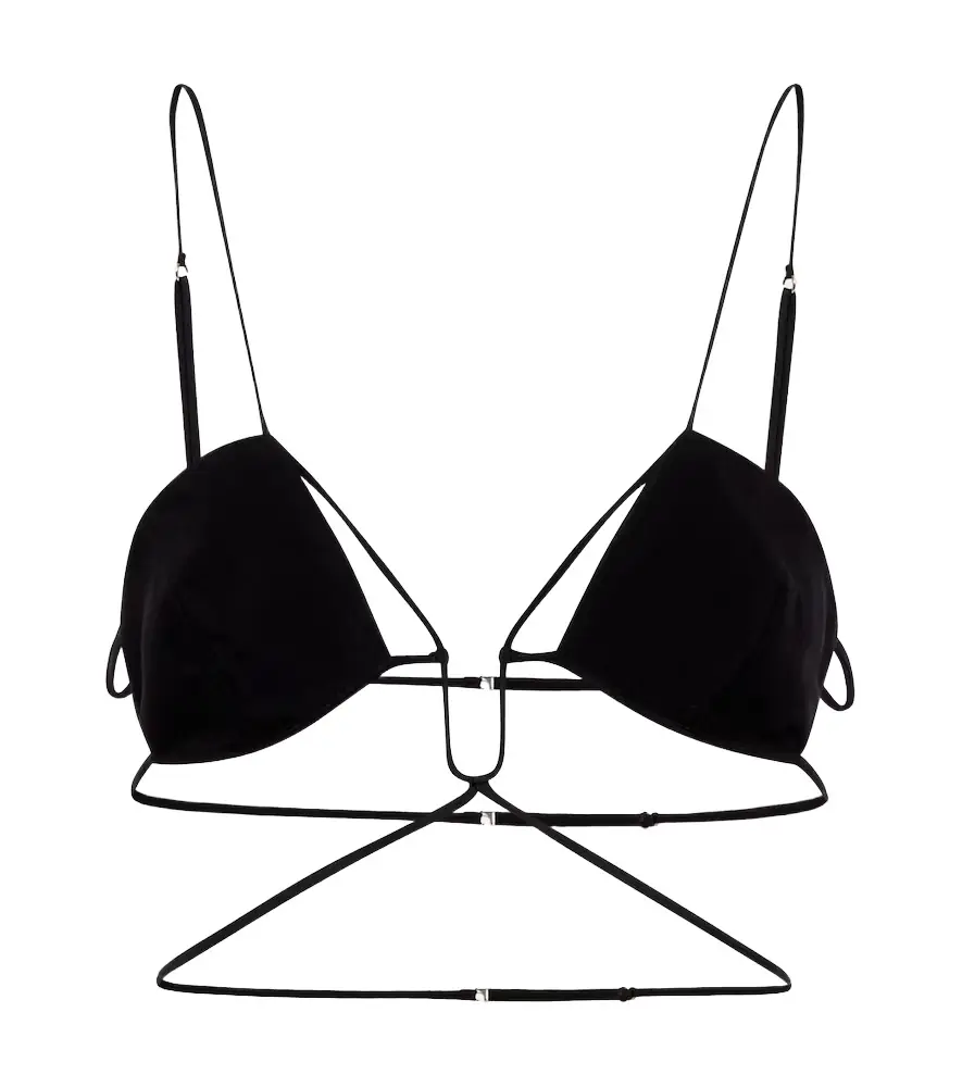 Nensi Dojaka Tie-trimmed gabardine bra