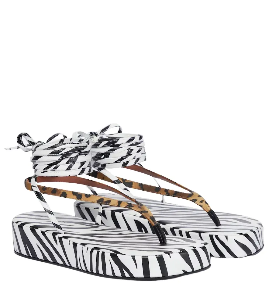 Amina Muaddi Jamie printed satin sandals | Image 1 Amina Muaddi Jamie printed satin sandals | Image 1