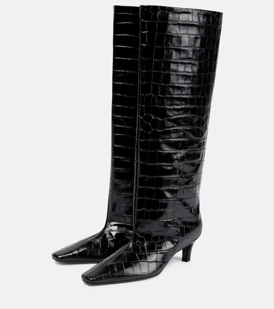 TOTEME Croc-effect leather knee-high boots | Thumbnail 3