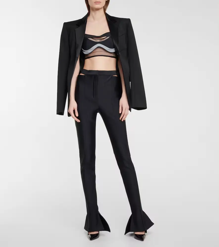 Mugler Cutout scuba mid-rise flared pants | Thumbnail 3 Mugler Cutout scuba mid-rise flared pants | Thumbnail 3