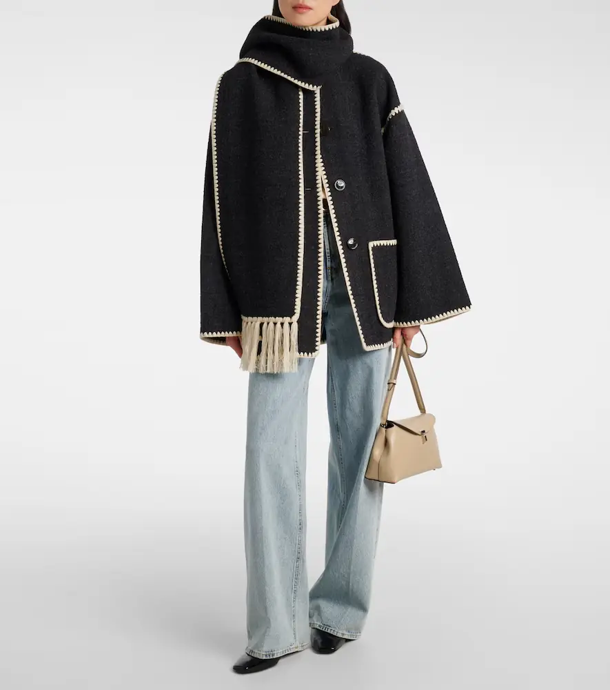 Toteme Embroidered wool-blend scarf jacket | Thumbnail 4