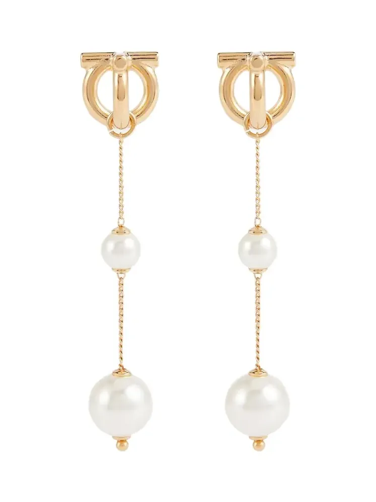 Gancini faux pearl drop earrings