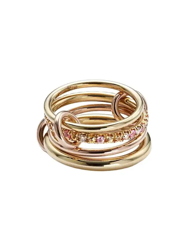 Nimbus 18kt gold and rose gold linked rings with sapphires and diamonds