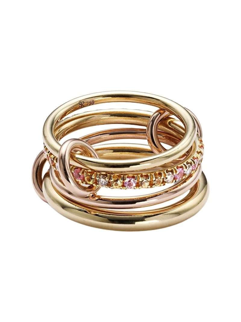 Nimbus 18kt gold and rose gold linked rings with sapphires and diamonds Nimbus 18kt gold and rose gold linked rings with sapphires and diamonds