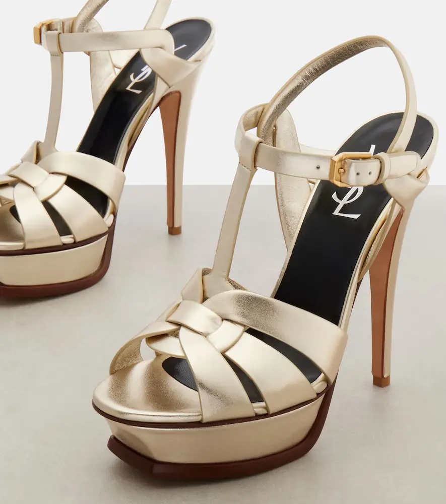 Saint Laurent Tribute 135 leather platform sandals | Thumbnail 2