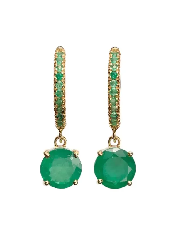 Grass Seed 18kt gold hoop earrings with emeralds Grass Seed 18kt gold hoop earrings with emeralds