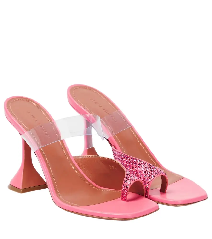 Amina Muaddi Paloma embellished leather and PVC mules | Image 1 Amina Muaddi Paloma embellished leather and PVC mules | Image 1