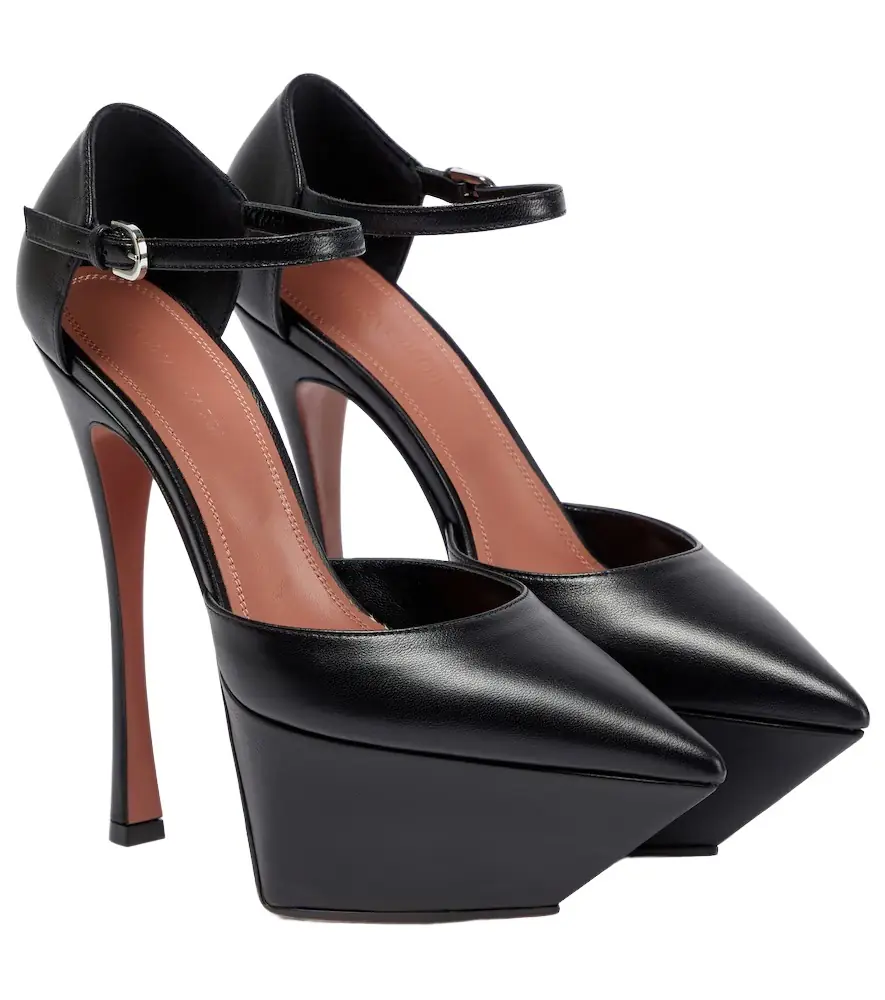 Amina Muaddi Angelica leather platform pumps | Image 1 Amina Muaddi Angelica leather platform pumps | Image 1