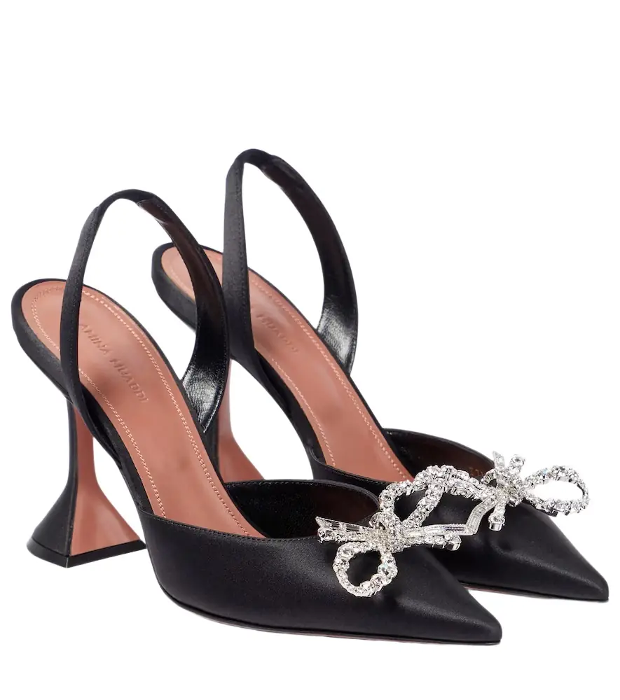 Amina Muaddi Rosie satin slingback pumps | Image 1 Amina Muaddi Rosie satin slingback pumps | Image 1