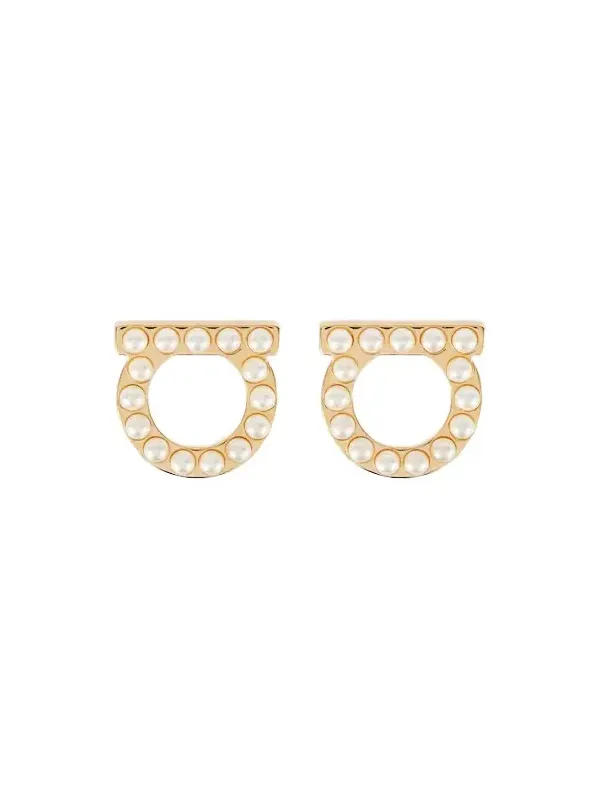 Gancini faux pearl-embellished earrings
