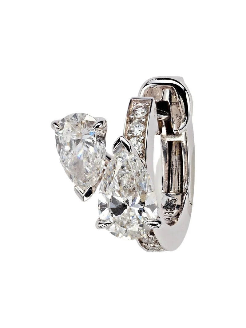 Serti Sur Vide 24kt white gold single earring with diamonds