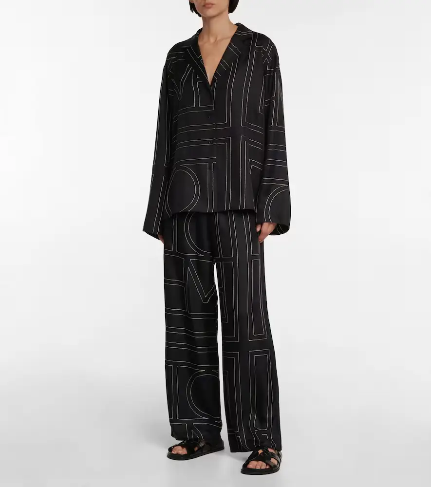 TOTEME Logo wide-leg silk pants | Thumbnail 3