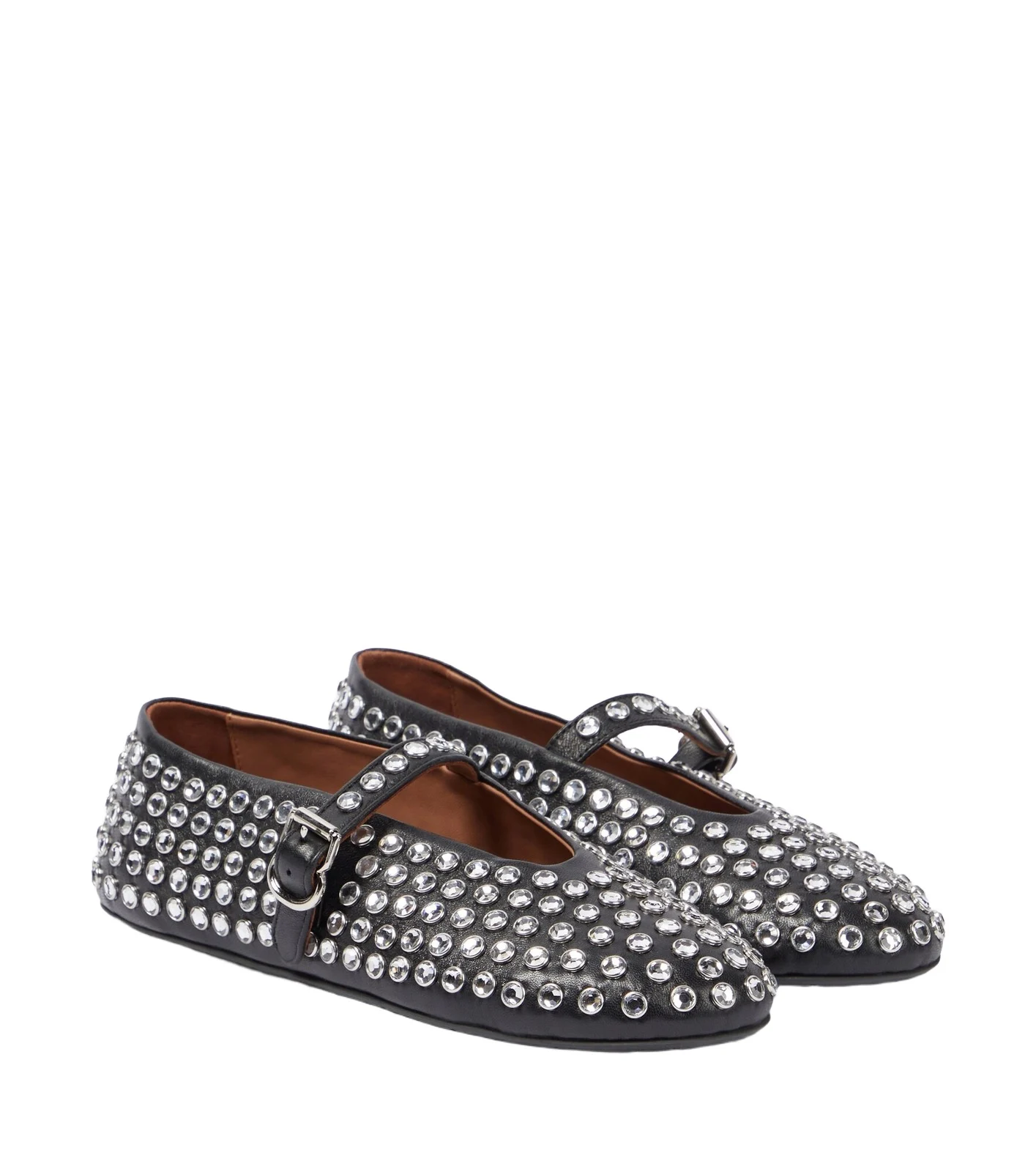 Embellished leather ballet flats