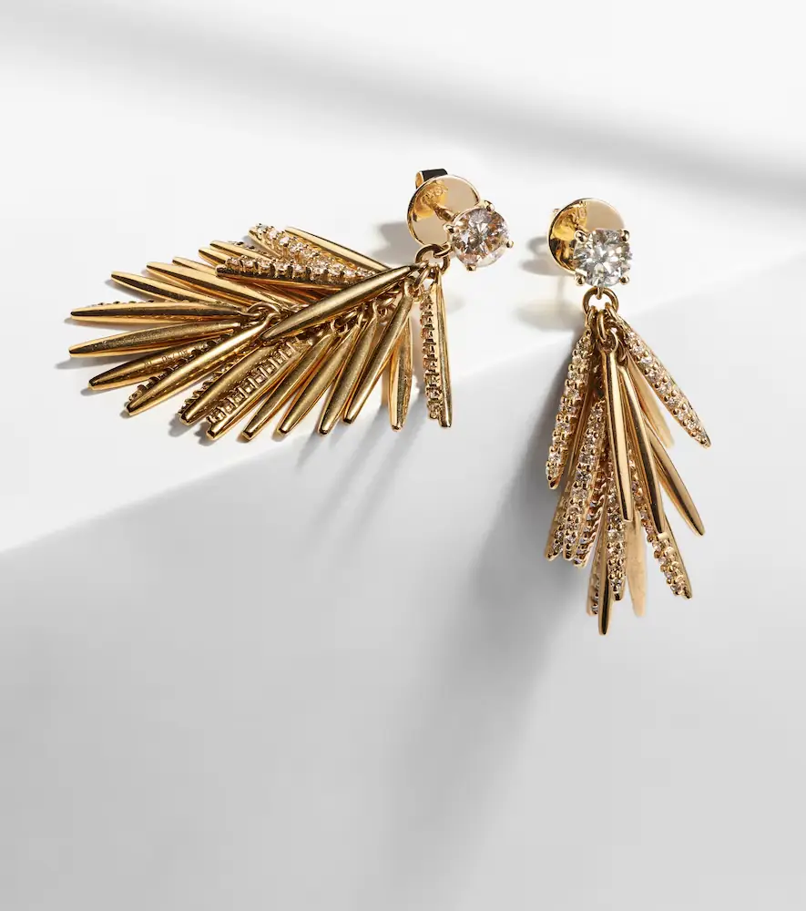 Ileana Makri Grass Sunshine Drop 18kt gold earrings with diamonds | Thumbnail 5 Ileana Makri Grass Sunshine Drop 18kt gold earrings with diamonds | Thumbnail 5
