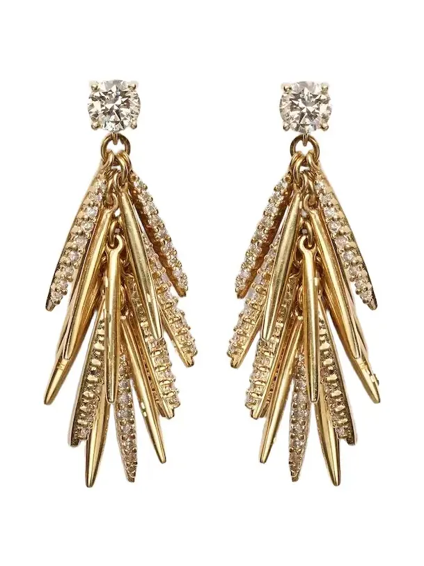 Grass Sunshine Drop 18kt gold earrings with diamonds Grass Sunshine Drop 18kt gold earrings with diamonds